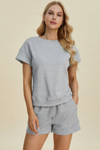 Load image into Gallery viewer, Double Take Full Size Texture Short Sleeve Top and Shorts Set
