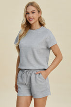 Load image into Gallery viewer, Double Take Full Size Texture Short Sleeve Top and Shorts Set
