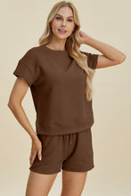 Load image into Gallery viewer, Double Take Full Size Texture Short Sleeve Top and Shorts Set
