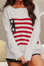 Load image into Gallery viewer, US Flag Round Neck Long Sleeve Knit Top
