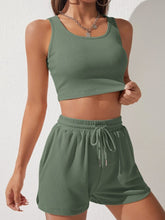 Load image into Gallery viewer, Scoop Neck Wide Strap Top and Drawstring Shorts Set
