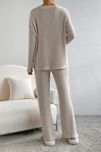 Load image into Gallery viewer, Ribbed V-Neck Top and Pants Set
