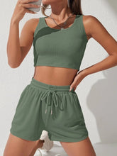 Load image into Gallery viewer, Scoop Neck Wide Strap Top and Drawstring Shorts Set
