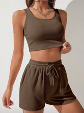 Load image into Gallery viewer, Scoop Neck Wide Strap Top and Drawstring Shorts Set
