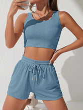 Load image into Gallery viewer, Scoop Neck Wide Strap Top and Drawstring Shorts Set
