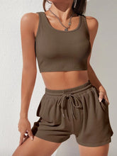 Load image into Gallery viewer, Scoop Neck Wide Strap Top and Drawstring Shorts Set
