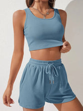 Load image into Gallery viewer, Scoop Neck Wide Strap Top and Drawstring Shorts Set
